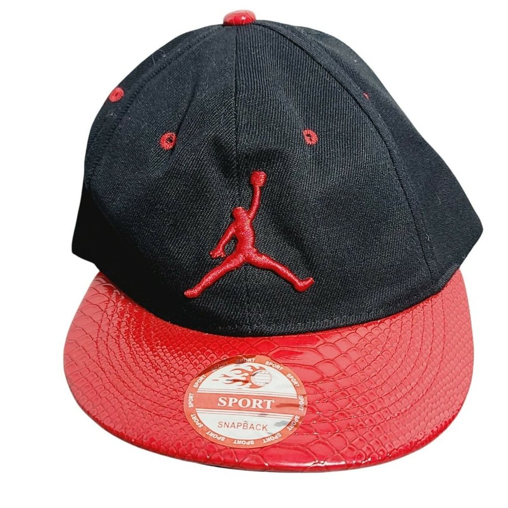 Black n Red Air Jordan Jumpman New League Snake Snapback Baseball Hat Cap NWT